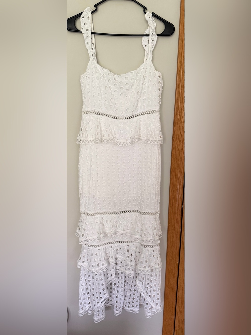 Addison Eyelet Ruffle Midi Dress - White - Picture 3 of 10